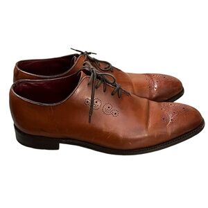 Charles Tyrwhitt men’s brown leather lace up oxford dress shoes Made in England